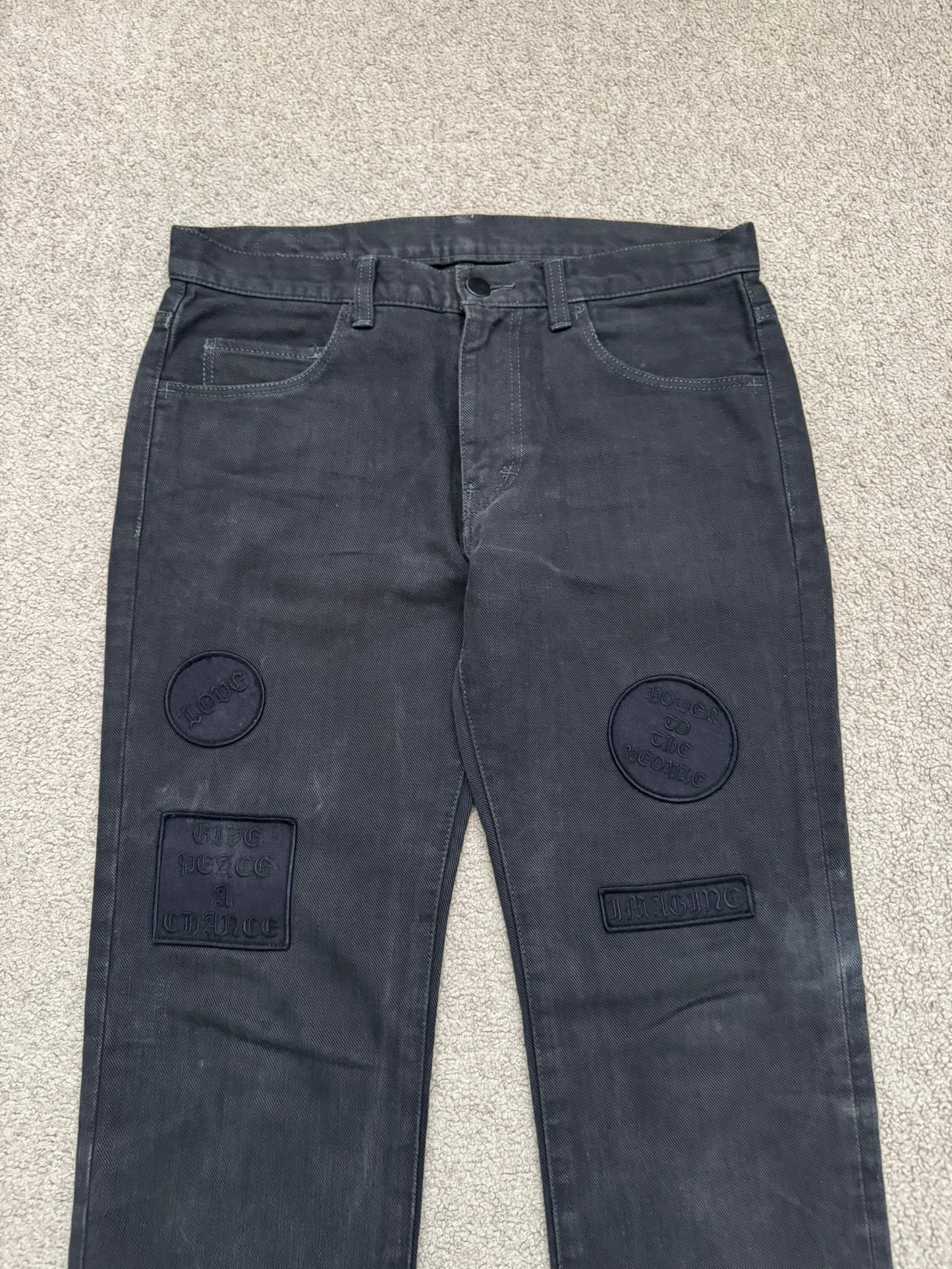 AW04 Number (N)ine "Give Peace A Chance" Patch Denim Jeans