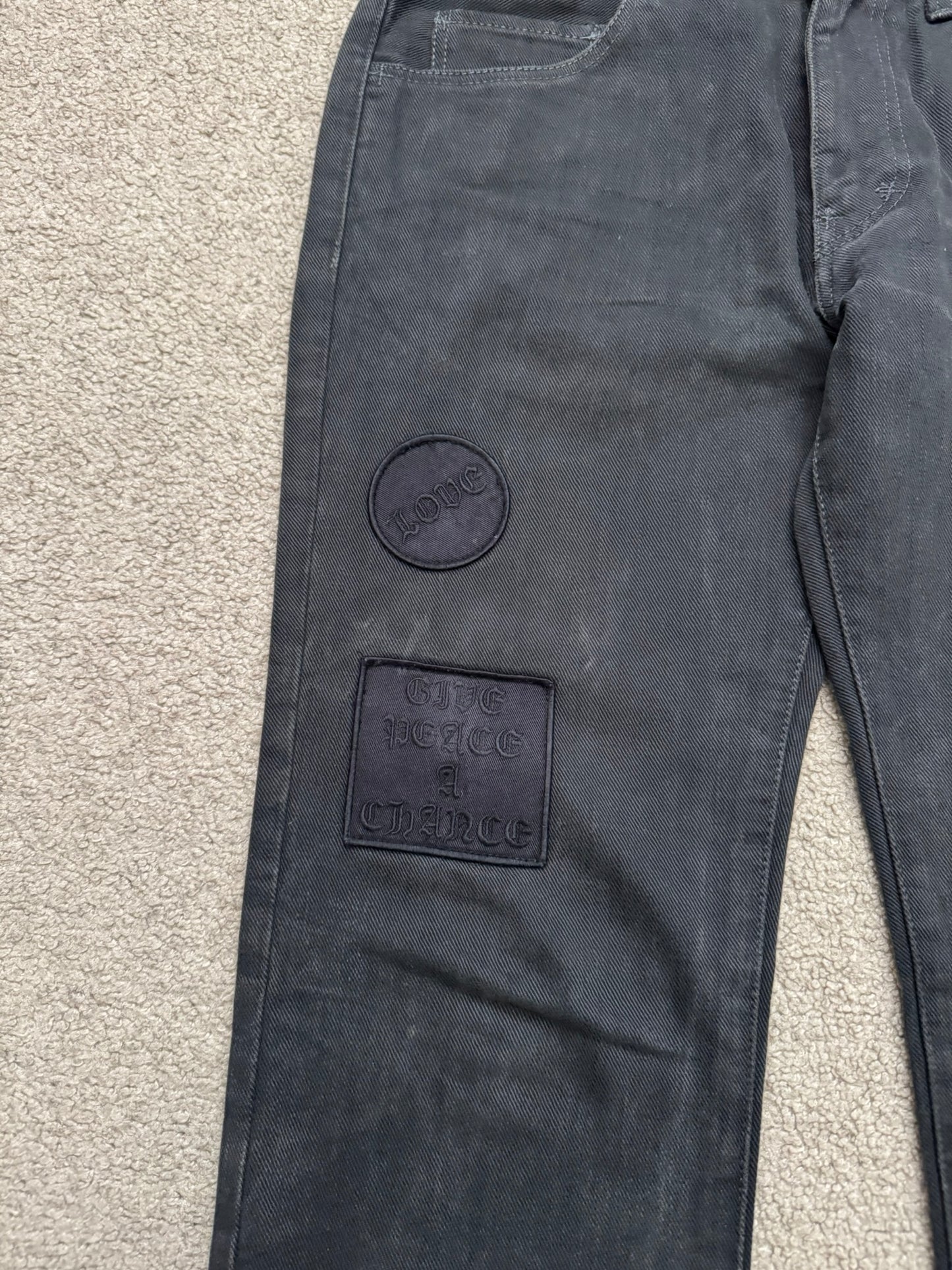 AW04 Number (N)ine "Give Peace A Chance" Patch Denim Jeans