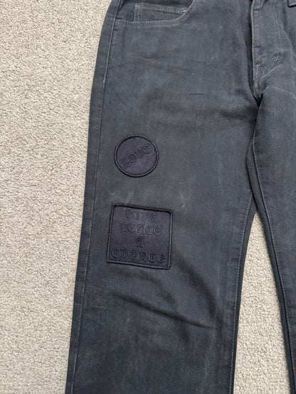 AW04 Number (N)ine "Give Peace A Chance" Patch Denim Jeans