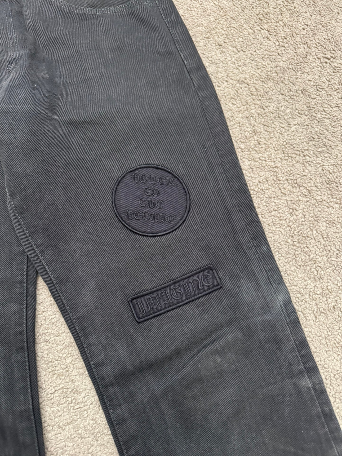 AW04 Number (N)ine "Give Peace A Chance" Patch Denim Jeans