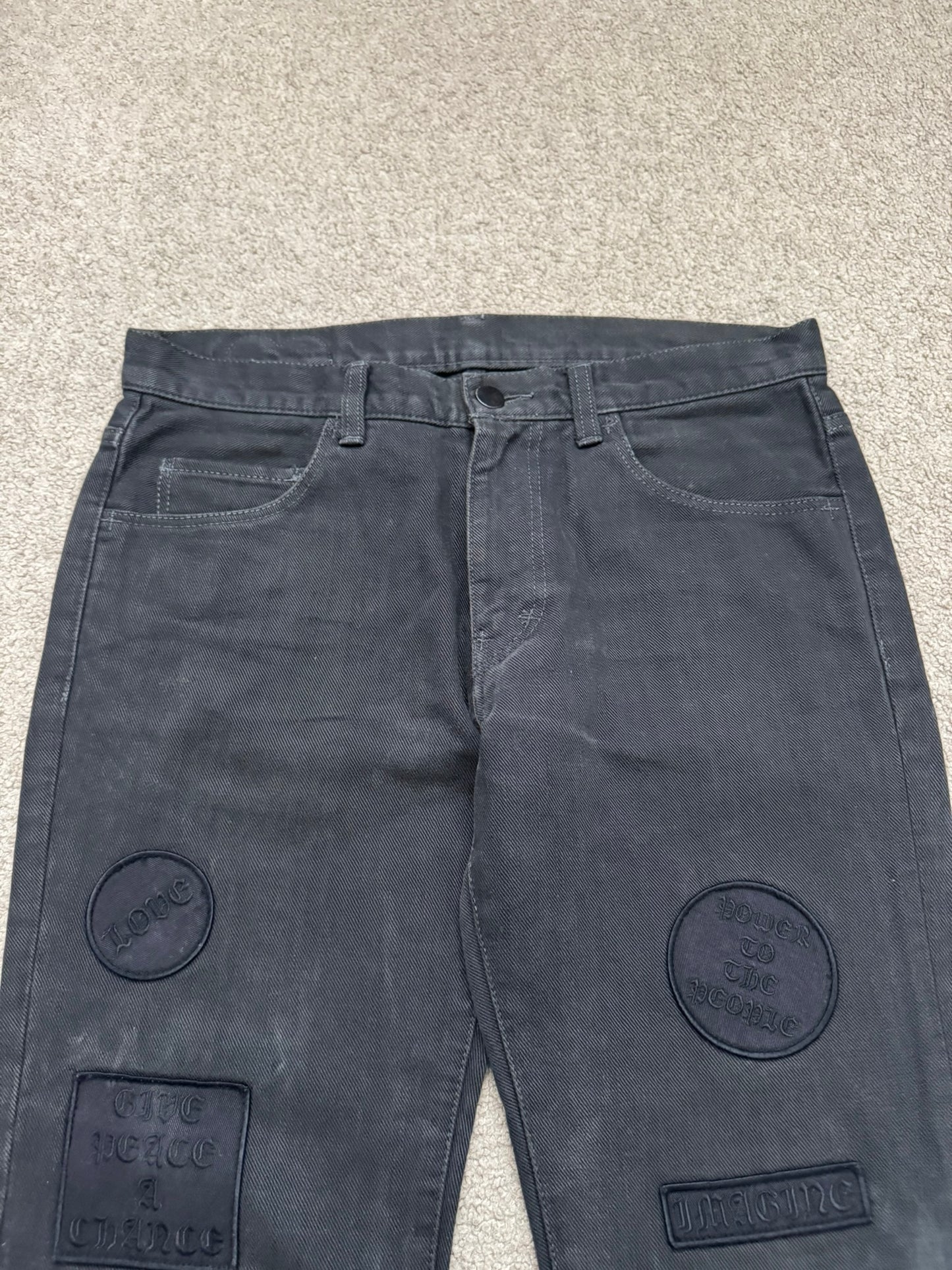 AW04 Number (N)ine "Give Peace A Chance" Patch Denim Jeans