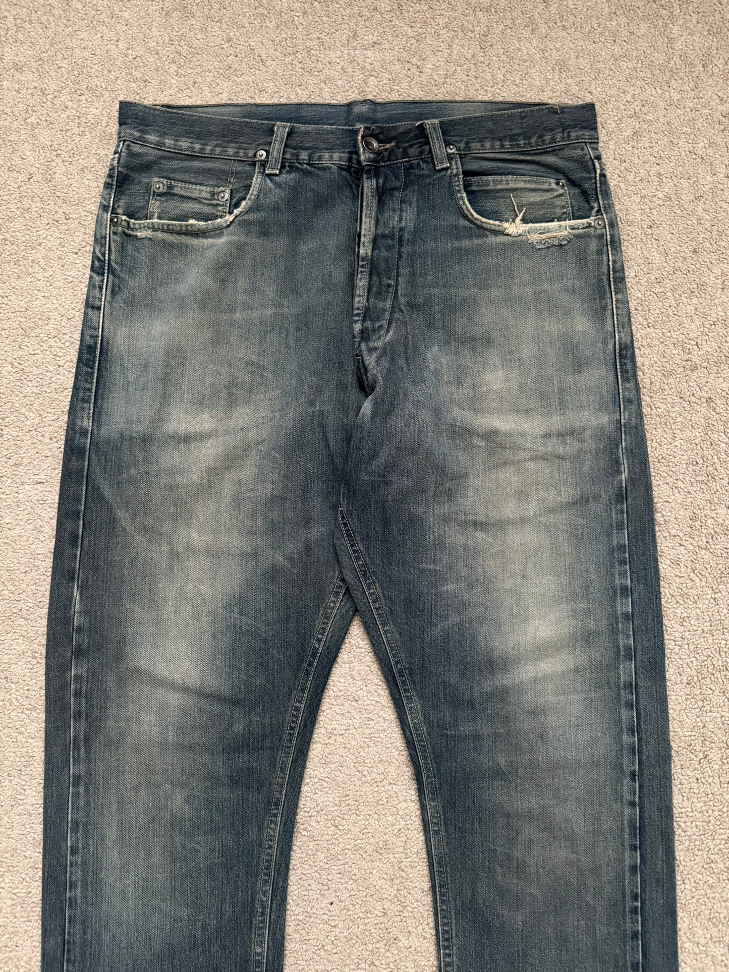 2000s Rick Owens DRKSHDW Mudwash Distressed Detroit Denim Jeans