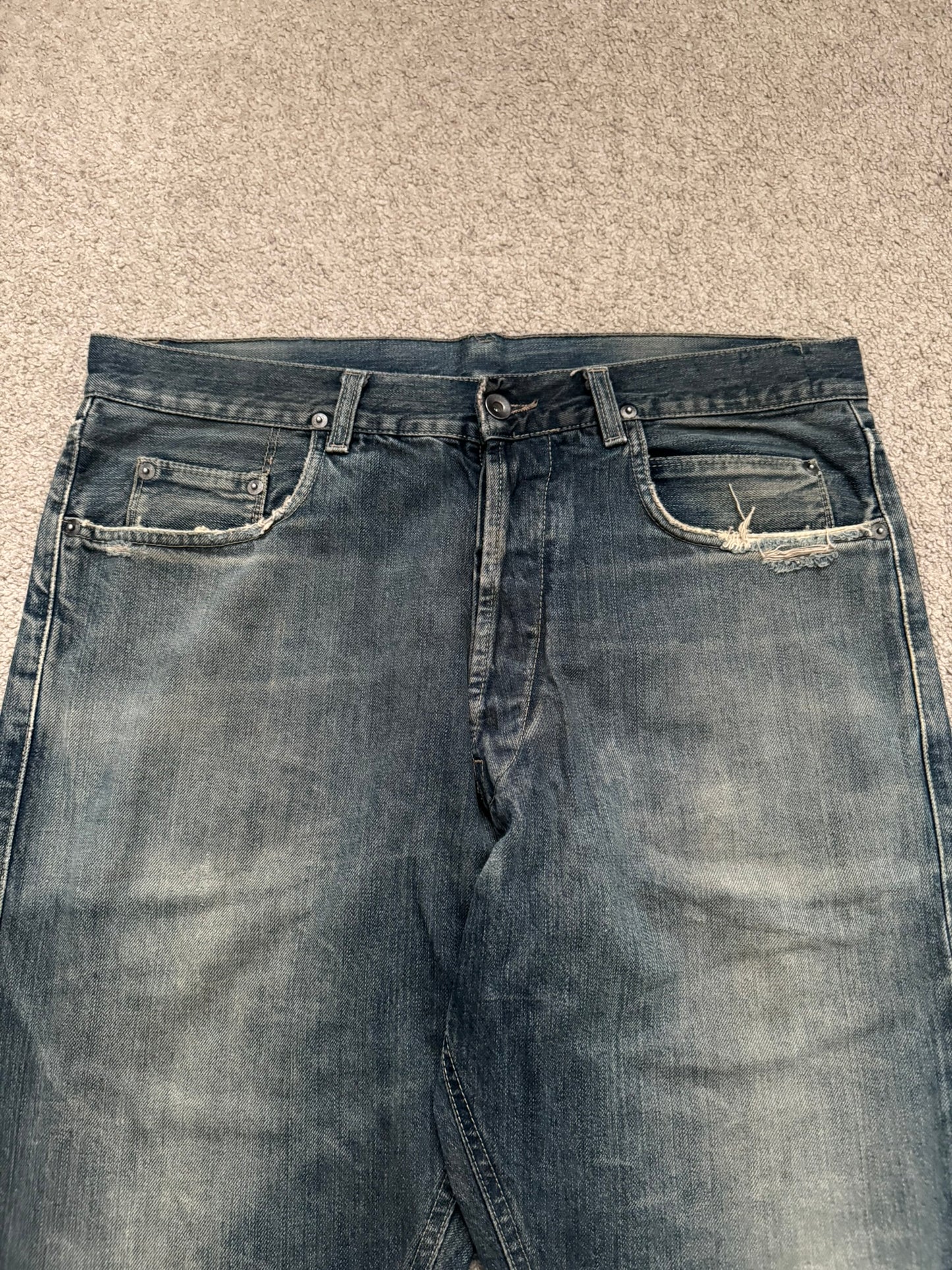 2000s Rick Owens DRKSHDW Mudwash Distressed Detroit Denim Jeans