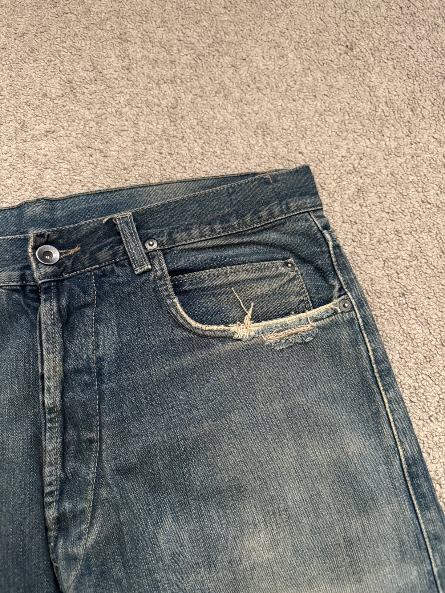 2000s Rick Owens DRKSHDW Mudwash Distressed Detroit Denim Jeans