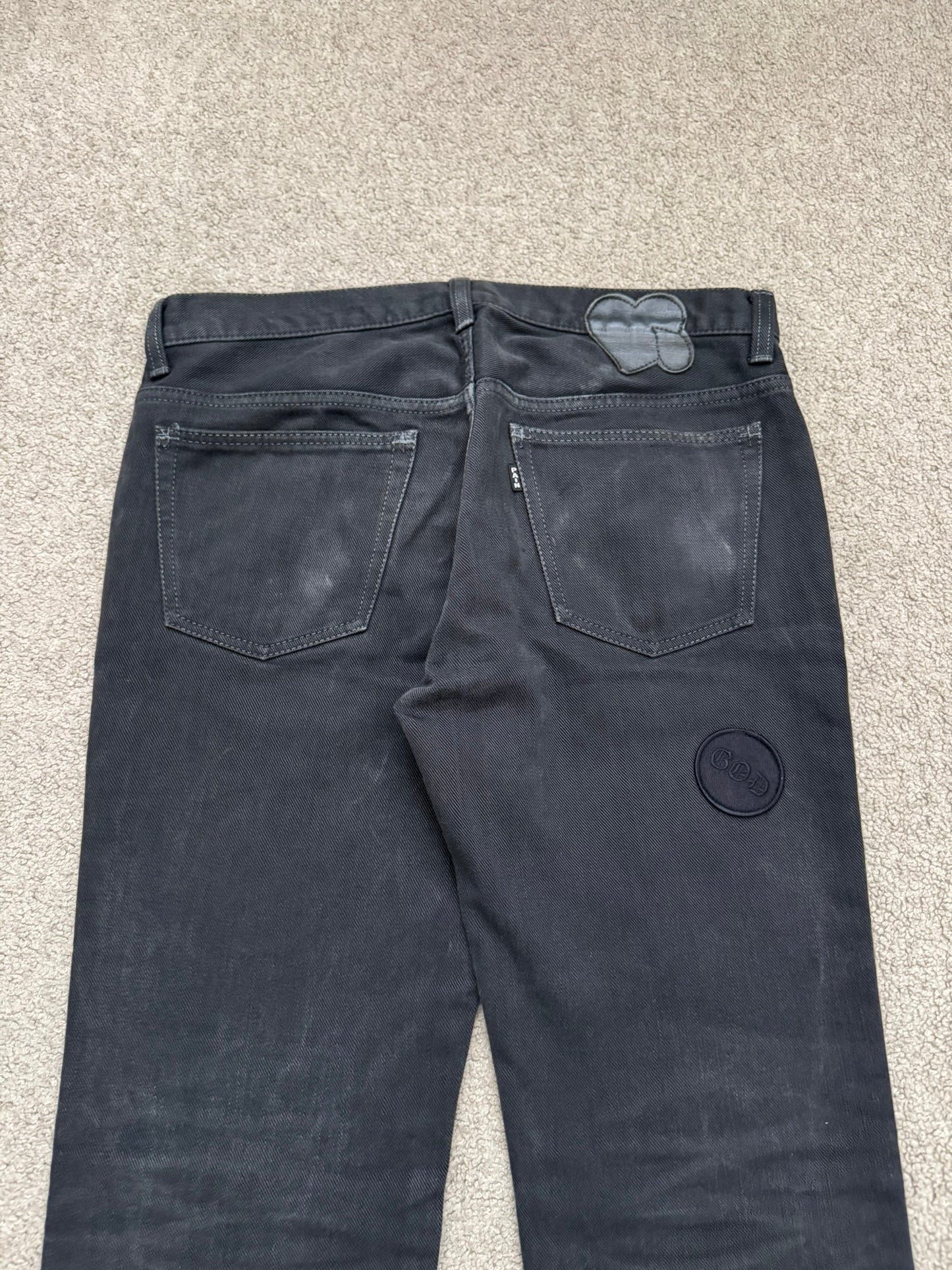 AW04 Number (N)ine "Give Peace A Chance" Patch Denim Jeans
