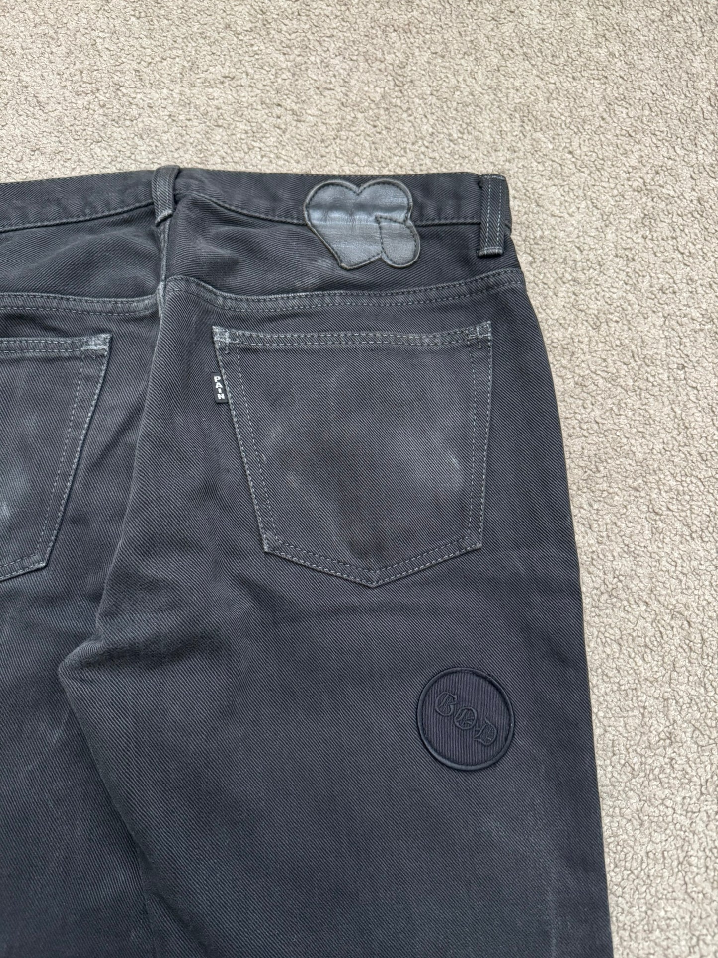 AW04 Number (N)ine "Give Peace A Chance" Patch Denim Jeans