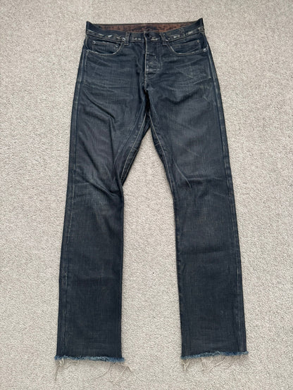 SS09 Rick Owens DRKSHDW "Strutter" Dark Indigo Waxed Detroit Denim Jeans