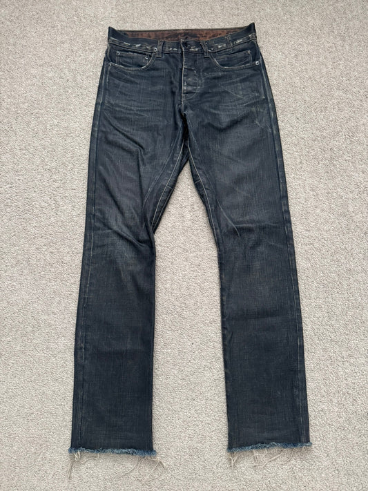 SS09 Rick Owens DRKSHDW "Strutter" Dark Indigo Waxed Detroit Denim Jeans