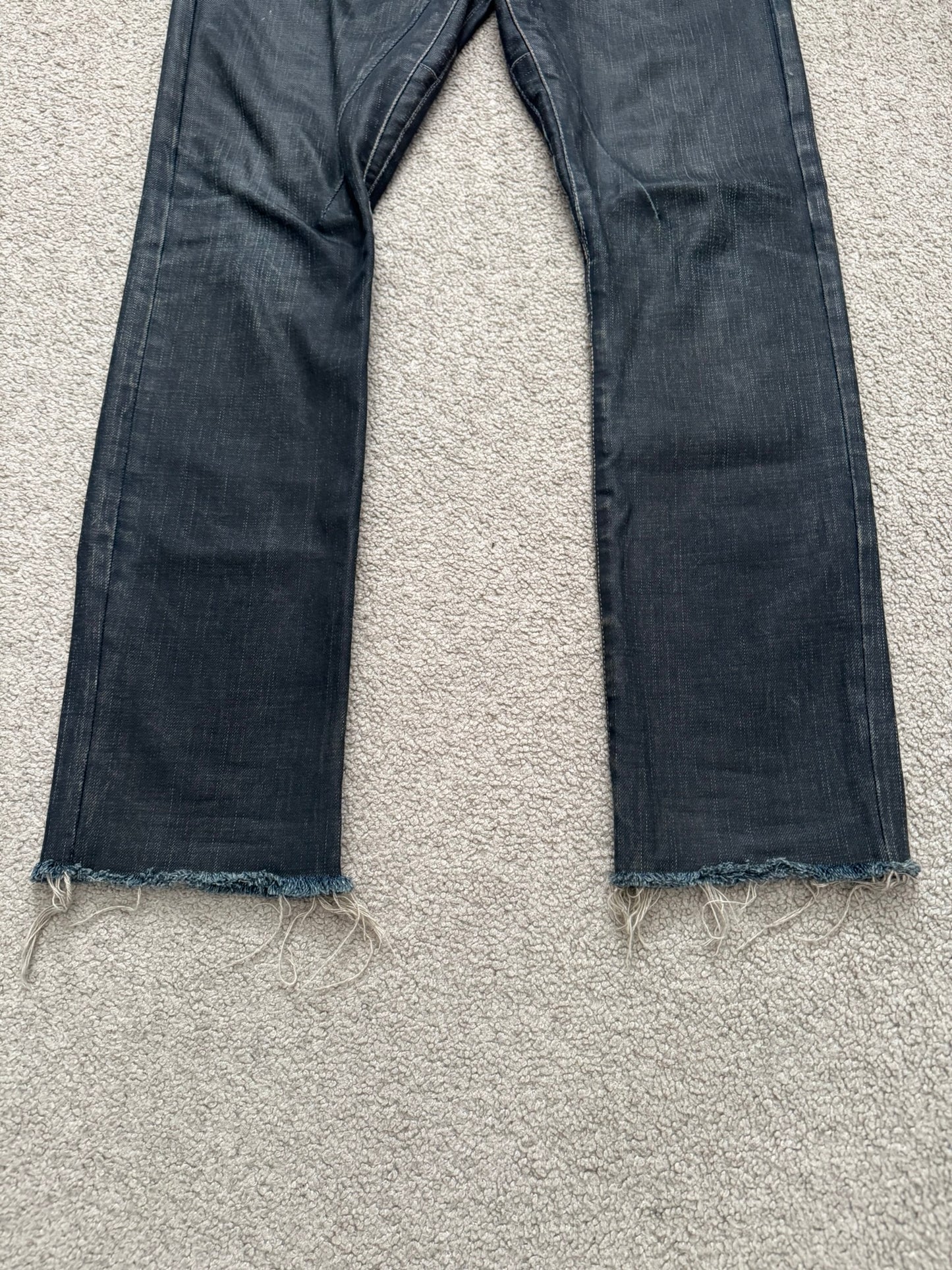 SS09 Rick Owens DRKSHDW "Strutter" Dark Indigo Waxed Detroit Denim Jeans