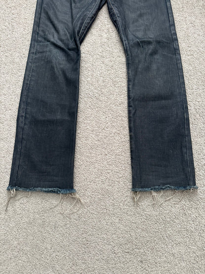 SS09 Rick Owens DRKSHDW "Strutter" Dark Indigo Waxed Detroit Denim Jeans