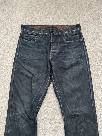 SS09 Rick Owens DRKSHDW "Strutter" Dark Indigo Waxed Detroit Denim Jeans