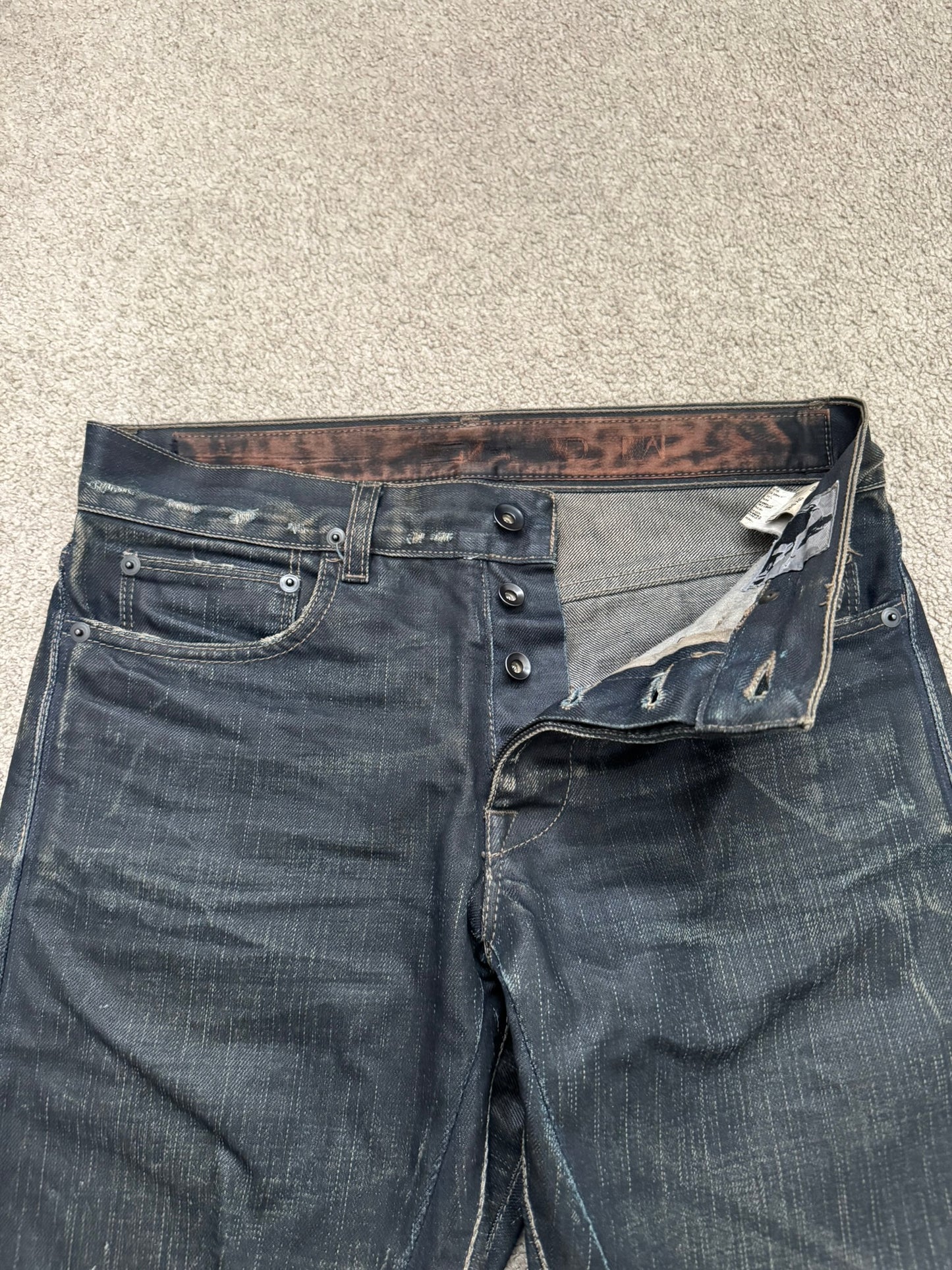 SS09 Rick Owens DRKSHDW "Strutter" Dark Indigo Waxed Detroit Denim Jeans