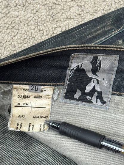 SS09 Rick Owens DRKSHDW "Strutter" Dark Indigo Waxed Detroit Denim Jeans