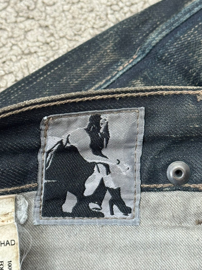 SS09 Rick Owens DRKSHDW "Strutter" Dark Indigo Waxed Detroit Denim Jeans