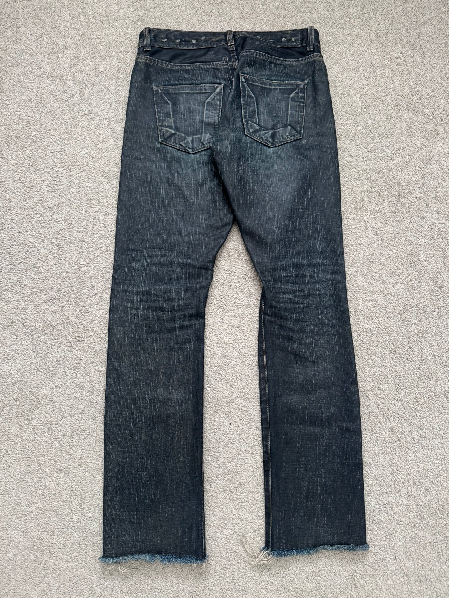 SS09 Rick Owens DRKSHDW "Strutter" Dark Indigo Waxed Detroit Denim Jeans