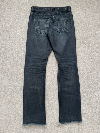 SS09 Rick Owens DRKSHDW "Strutter" Dark Indigo Waxed Detroit Denim Jeans