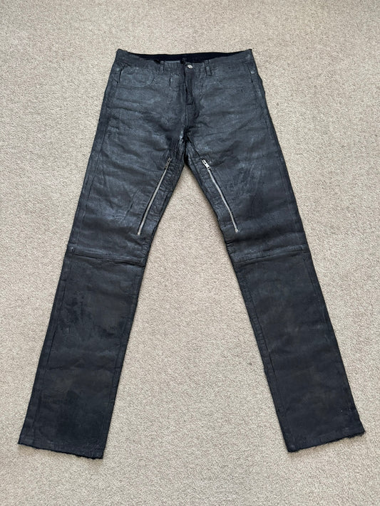 SS21 Givenchy Black Painted Waxed Crackled Distressed Denim Jeans