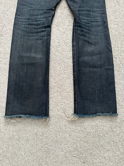 SS09 Rick Owens DRKSHDW "Strutter" Dark Indigo Waxed Detroit Denim Jeans