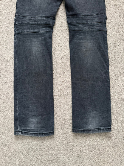 Balmain by Christophe Decarnin Grey/Blue Faded Zip Biker Denim Jeans