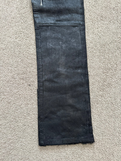SS21 Givenchy Black Painted Waxed Crackled Distressed Denim Jeans