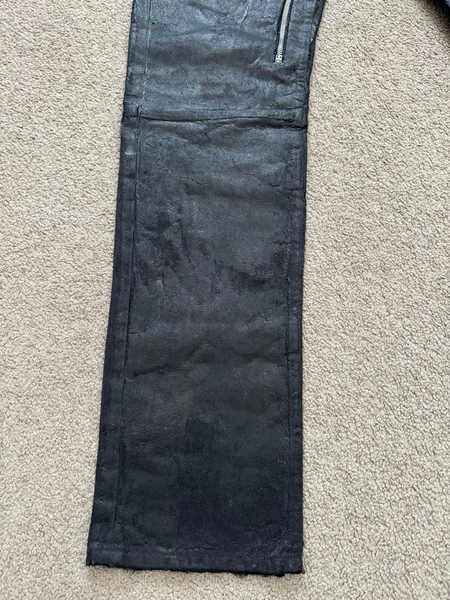 SS21 Givenchy Black Painted Waxed Crackled Distressed Denim Jeans