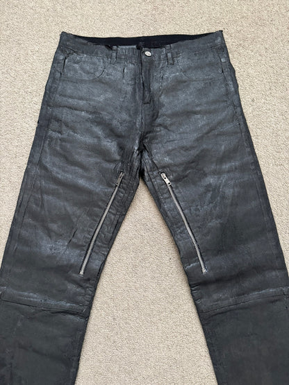 SS21 Givenchy Black Painted Waxed Crackled Distressed Denim Jeans