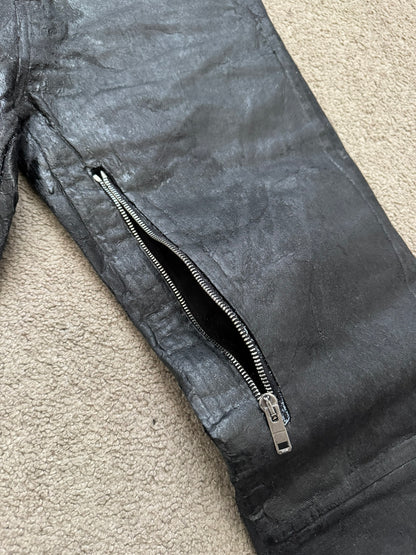 SS21 Givenchy Black Painted Waxed Crackled Distressed Denim Jeans