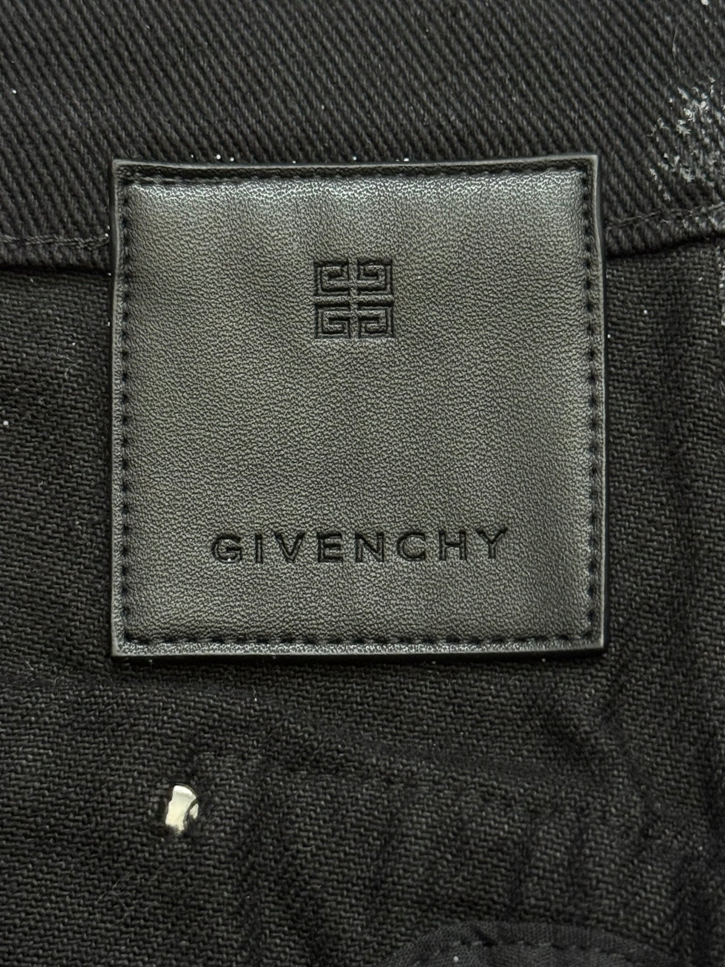 SS21 Givenchy Black Painted Waxed Crackled Distressed Denim Jeans