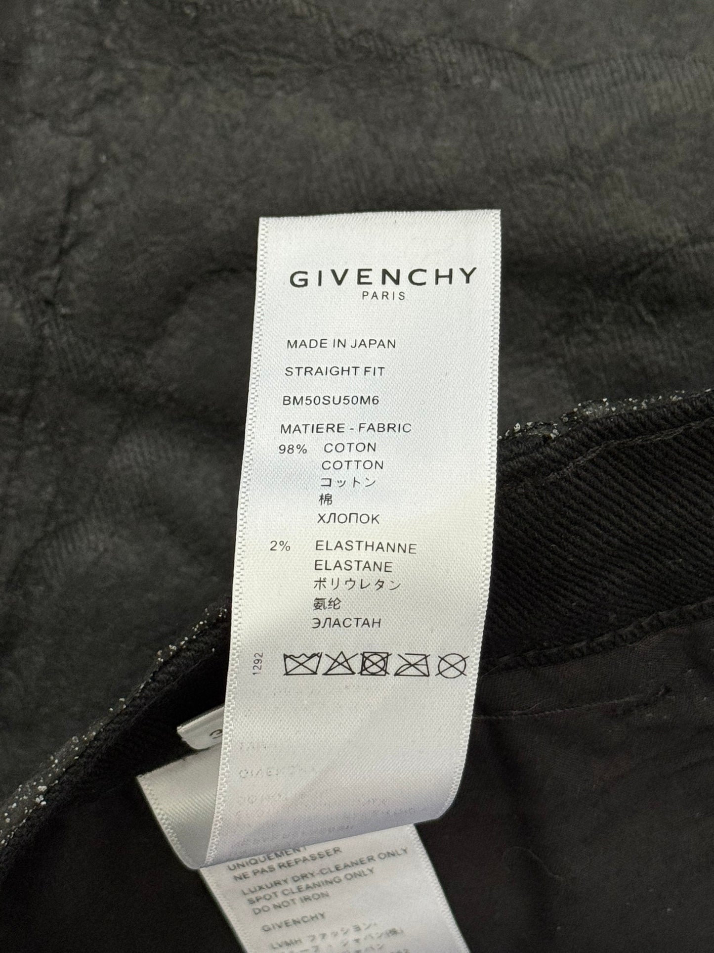 SS21 Givenchy Black Painted Waxed Crackled Distressed Denim Jeans