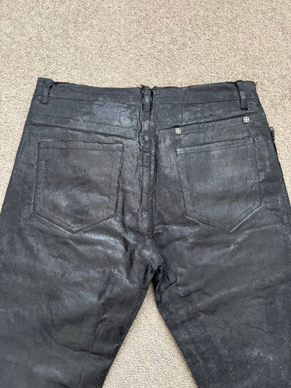 SS21 Givenchy Black Painted Waxed Crackled Distressed Denim Jeans