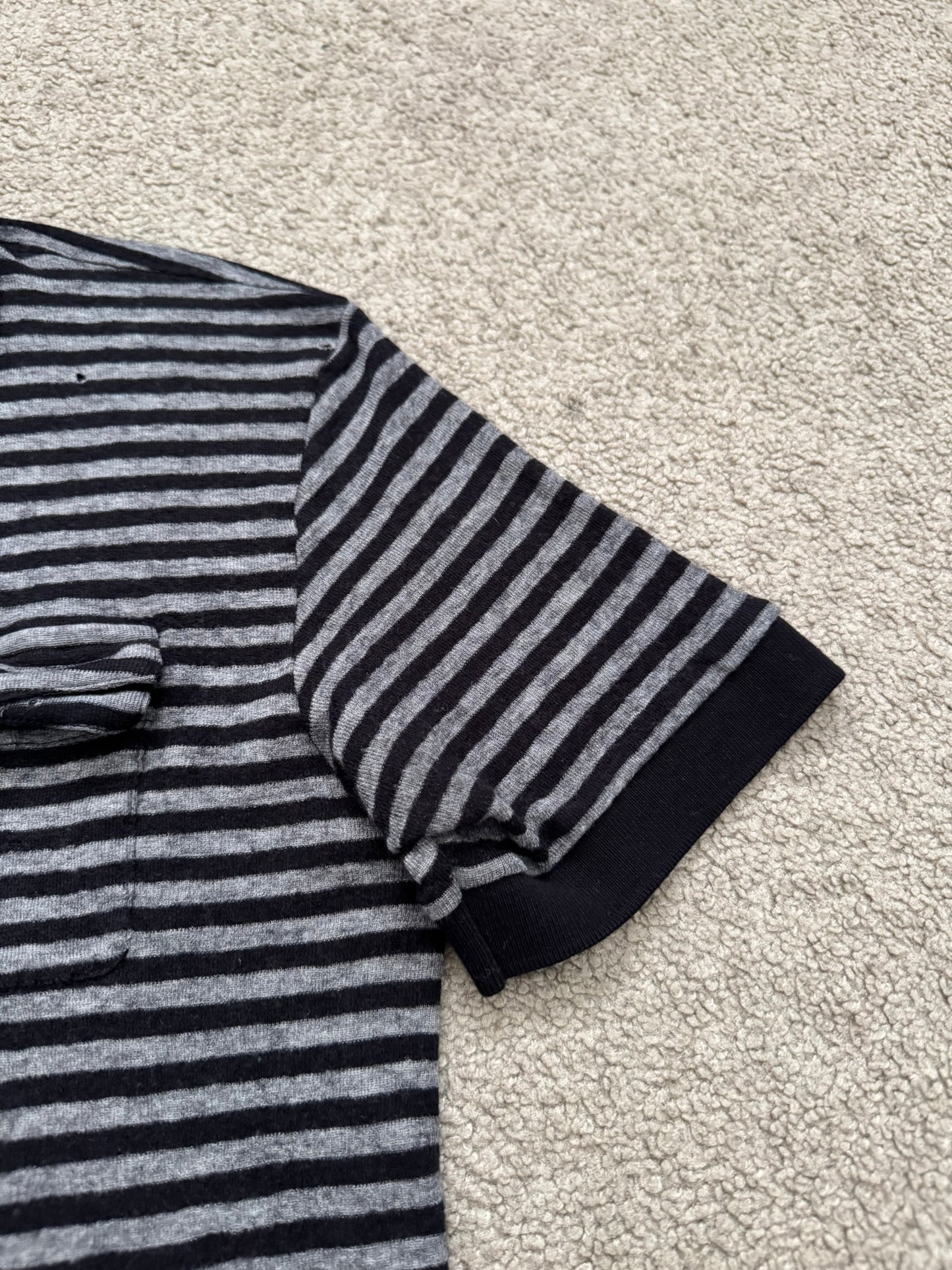AW06 Dior Homme by Hedi Slimane Striped Cargo Wool Polo Shirt