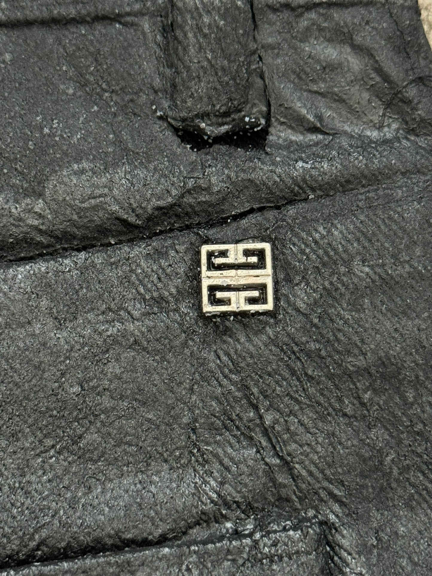 SS21 Givenchy Black Painted Waxed Crackled Distressed Denim Jeans