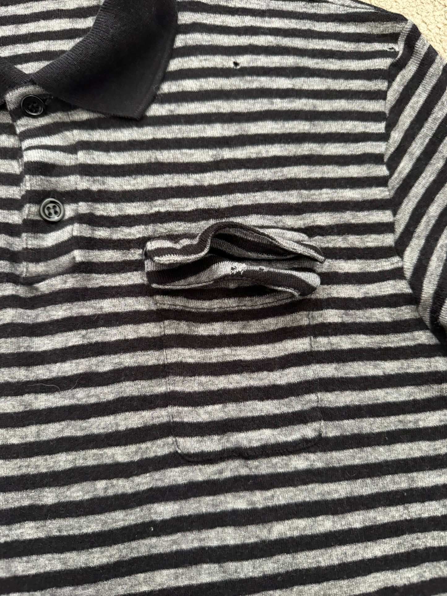 AW06 Dior Homme by Hedi Slimane Striped Cargo Wool Polo Shirt