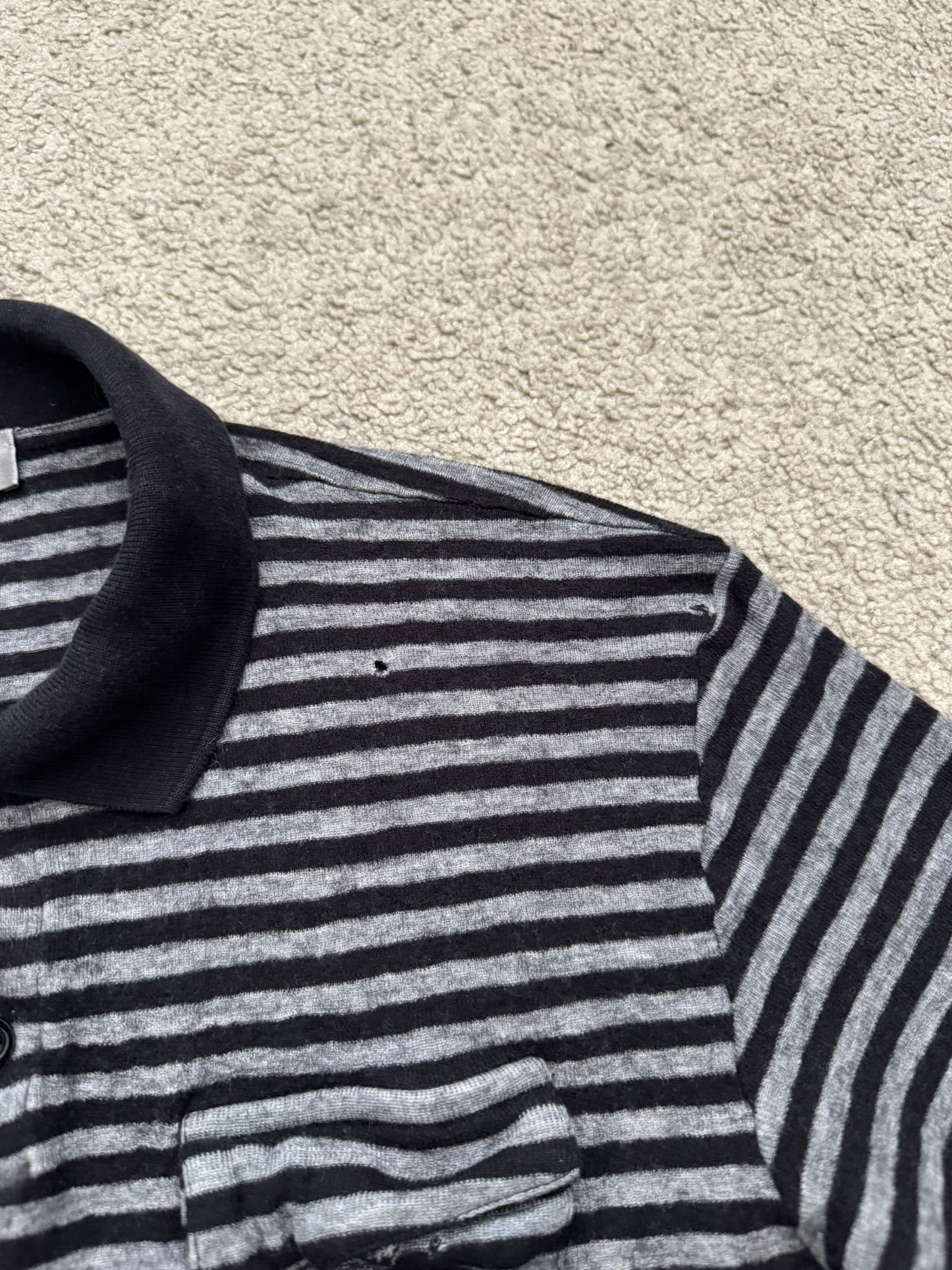AW06 Dior Homme by Hedi Slimane Striped Cargo Wool Polo Shirt