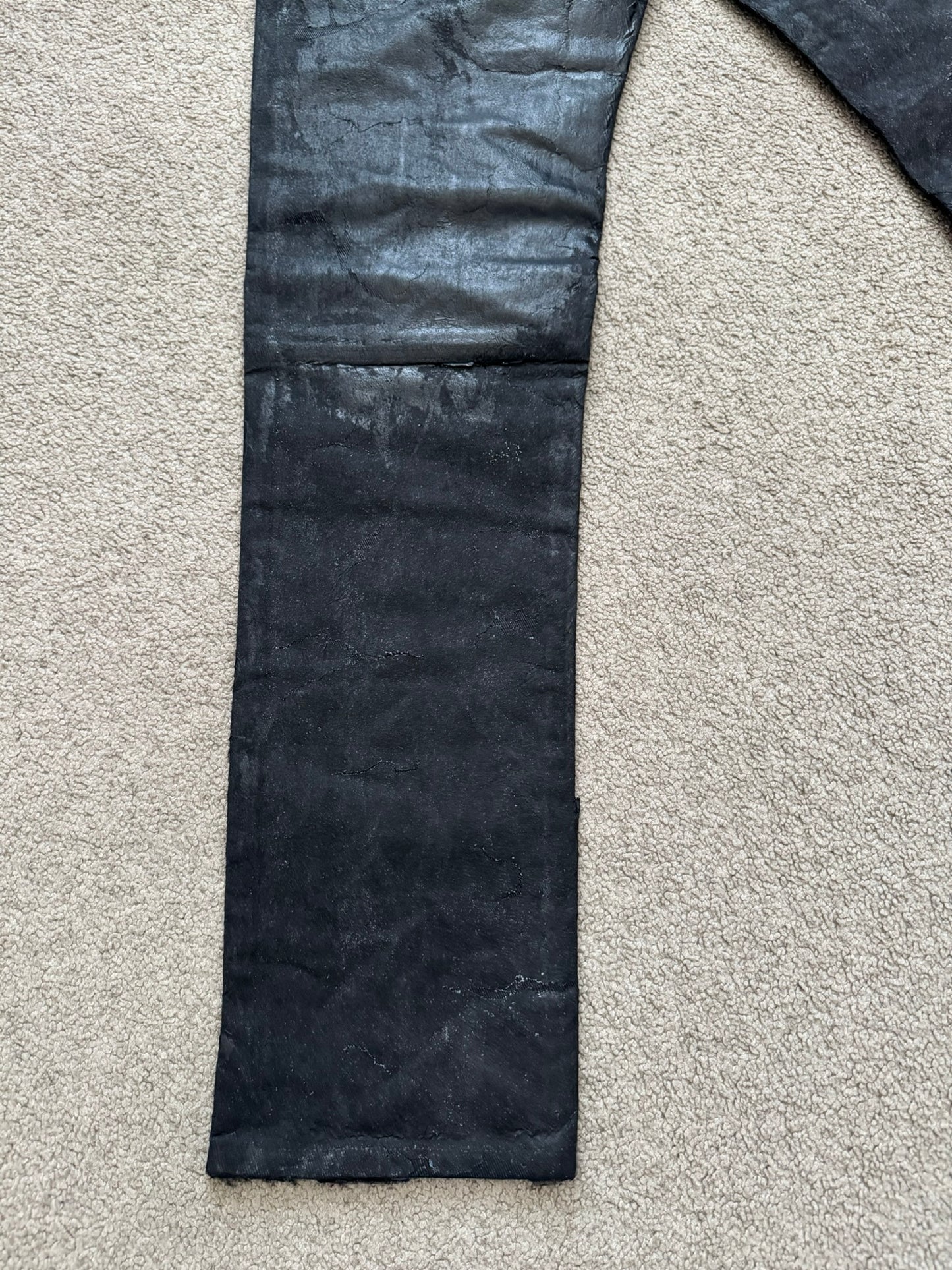 SS21 Givenchy Black Painted Waxed Crackled Distressed Denim Jeans