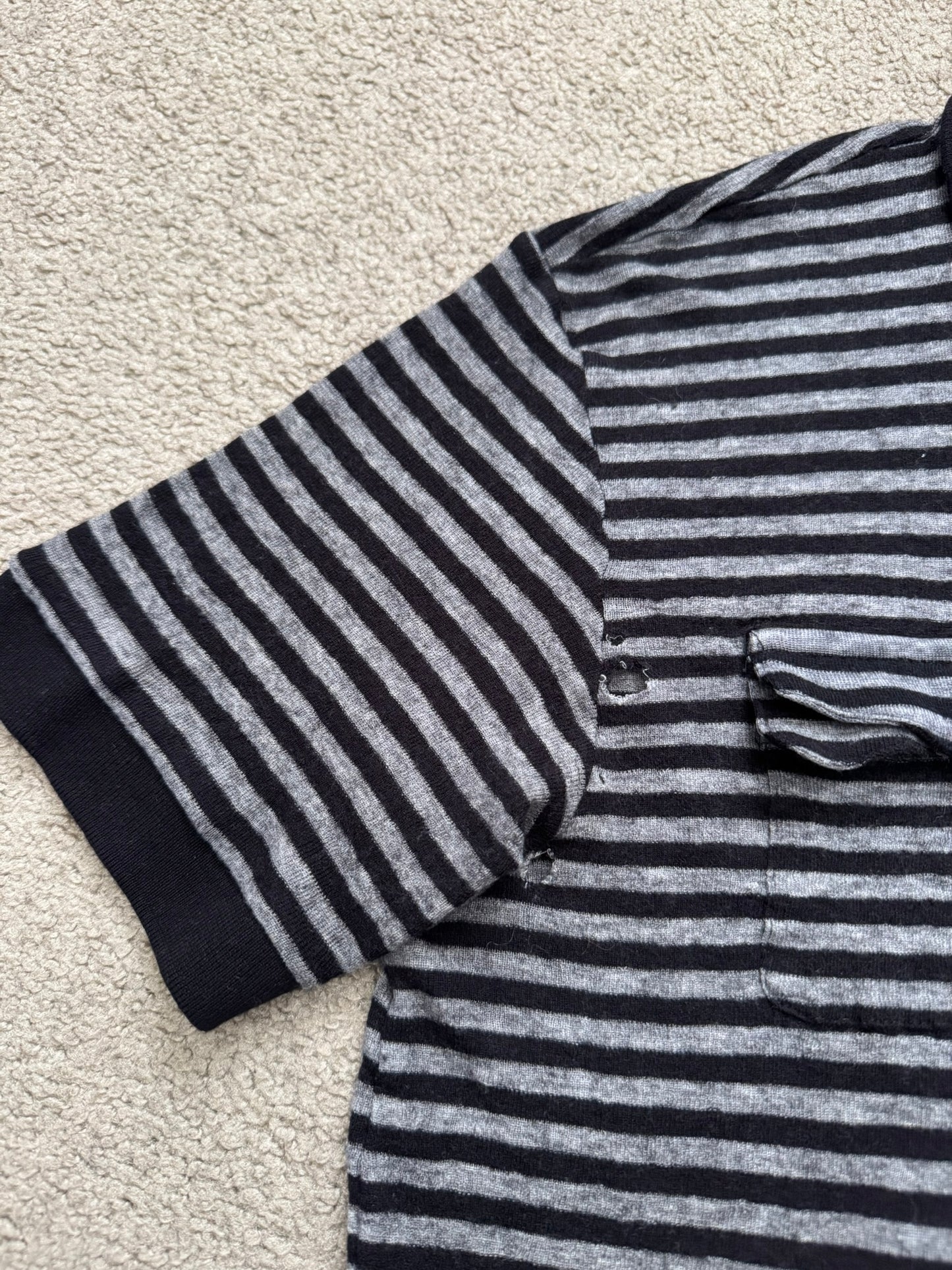 AW06 Dior Homme by Hedi Slimane Striped Cargo Wool Polo Shirt