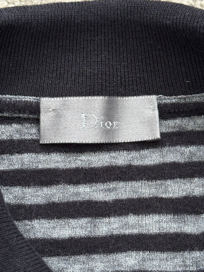 AW06 Dior Homme by Hedi Slimane Striped Cargo Wool Polo Shirt