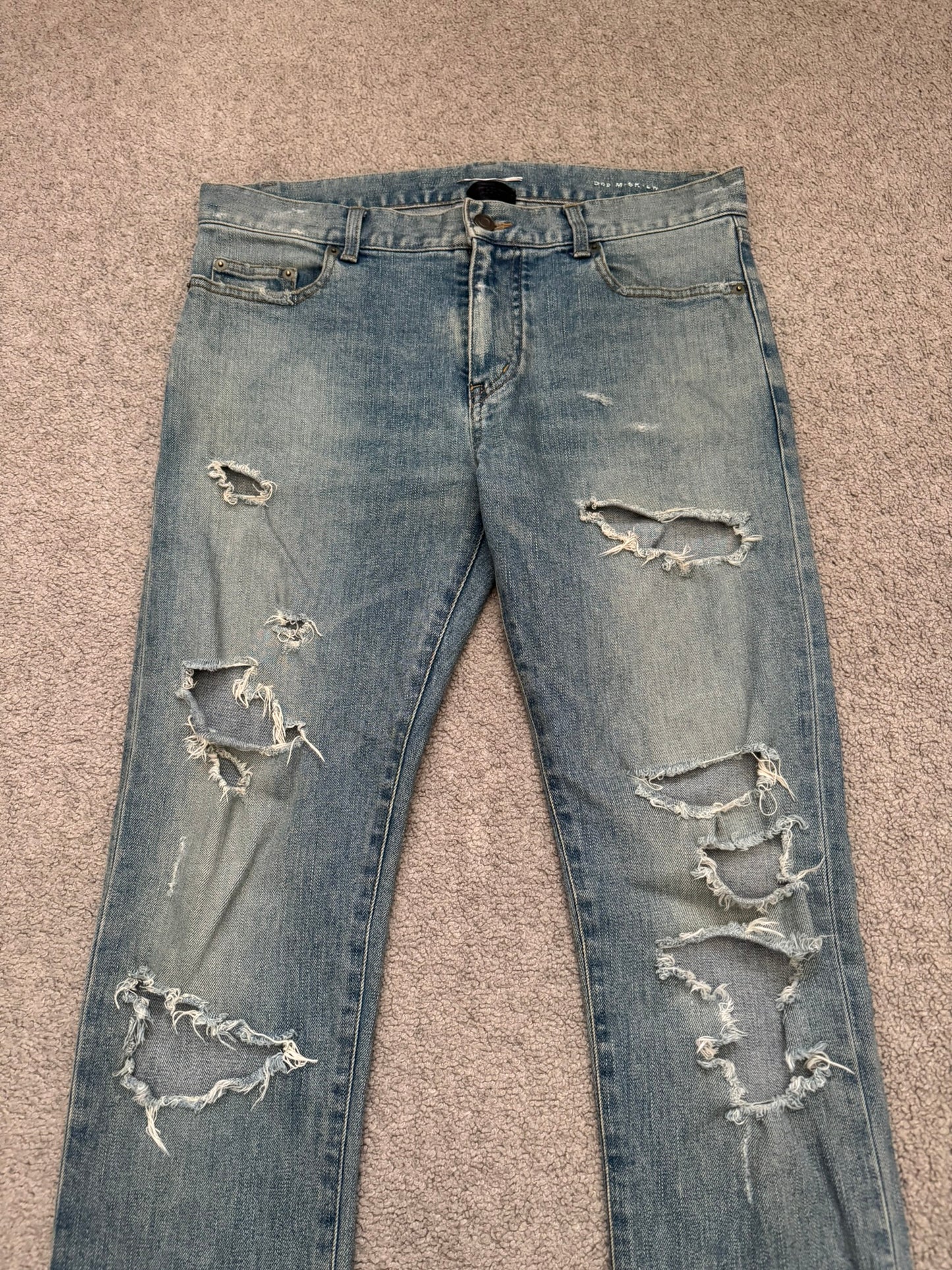 FW15 Saint Laurent by Hedi Slimane Crash Distressed D02 Denim Jeans