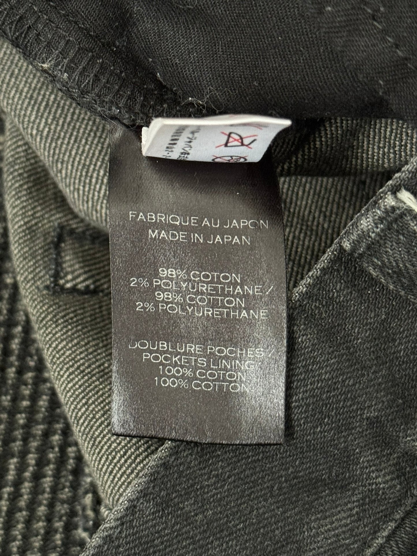 Balmain by Olivier Rousteing Black Waxed Zip Biker Denim Jeans