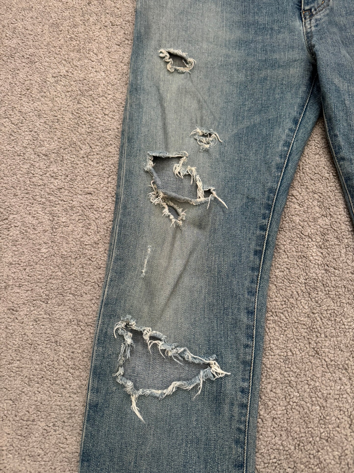 FW15 Saint Laurent by Hedi Slimane Crash Distressed D02 Denim Jeans
