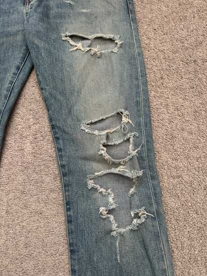 FW15 Saint Laurent by Hedi Slimane Crash Distressed D02 Denim Jeans