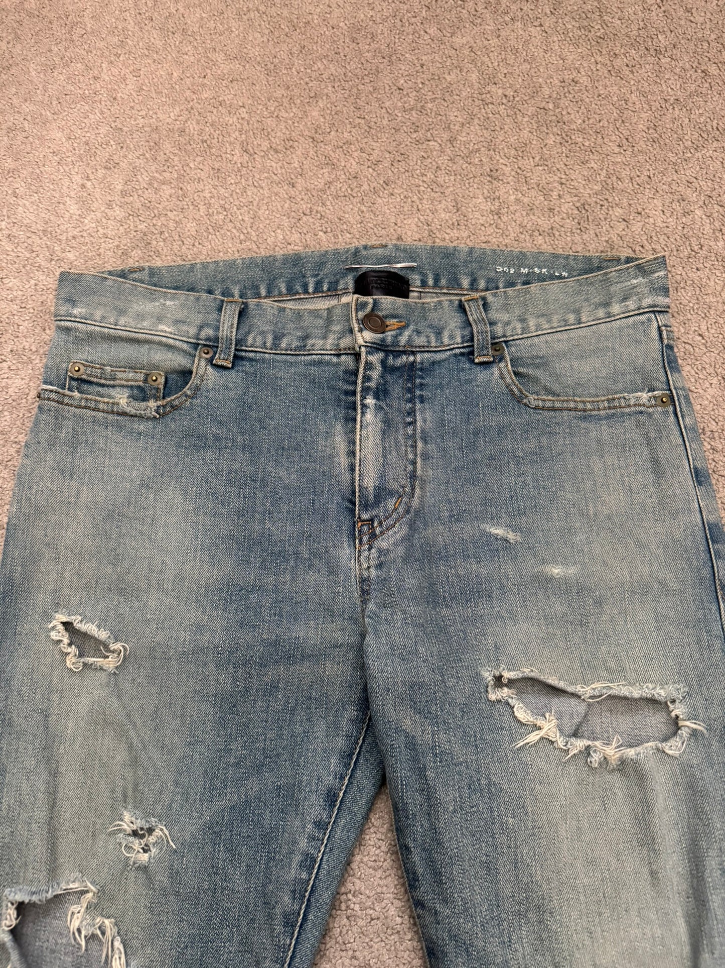 FW15 Saint Laurent by Hedi Slimane Crash Distressed D02 Denim Jeans