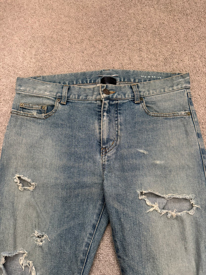 FW15 Saint Laurent by Hedi Slimane Crash Distressed D02 Denim Jeans