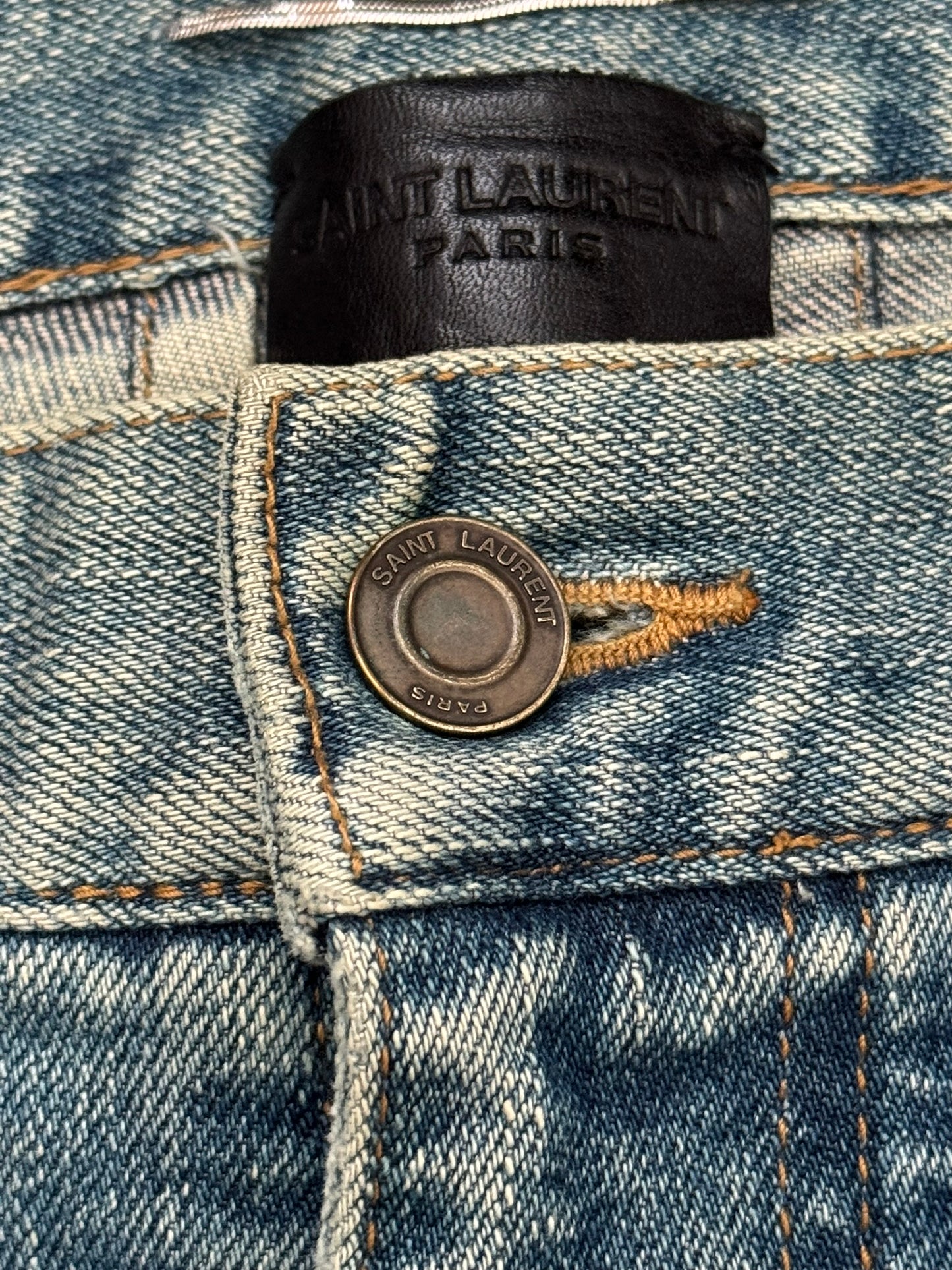 FW15 Saint Laurent by Hedi Slimane Crash Distressed D02 Denim Jeans