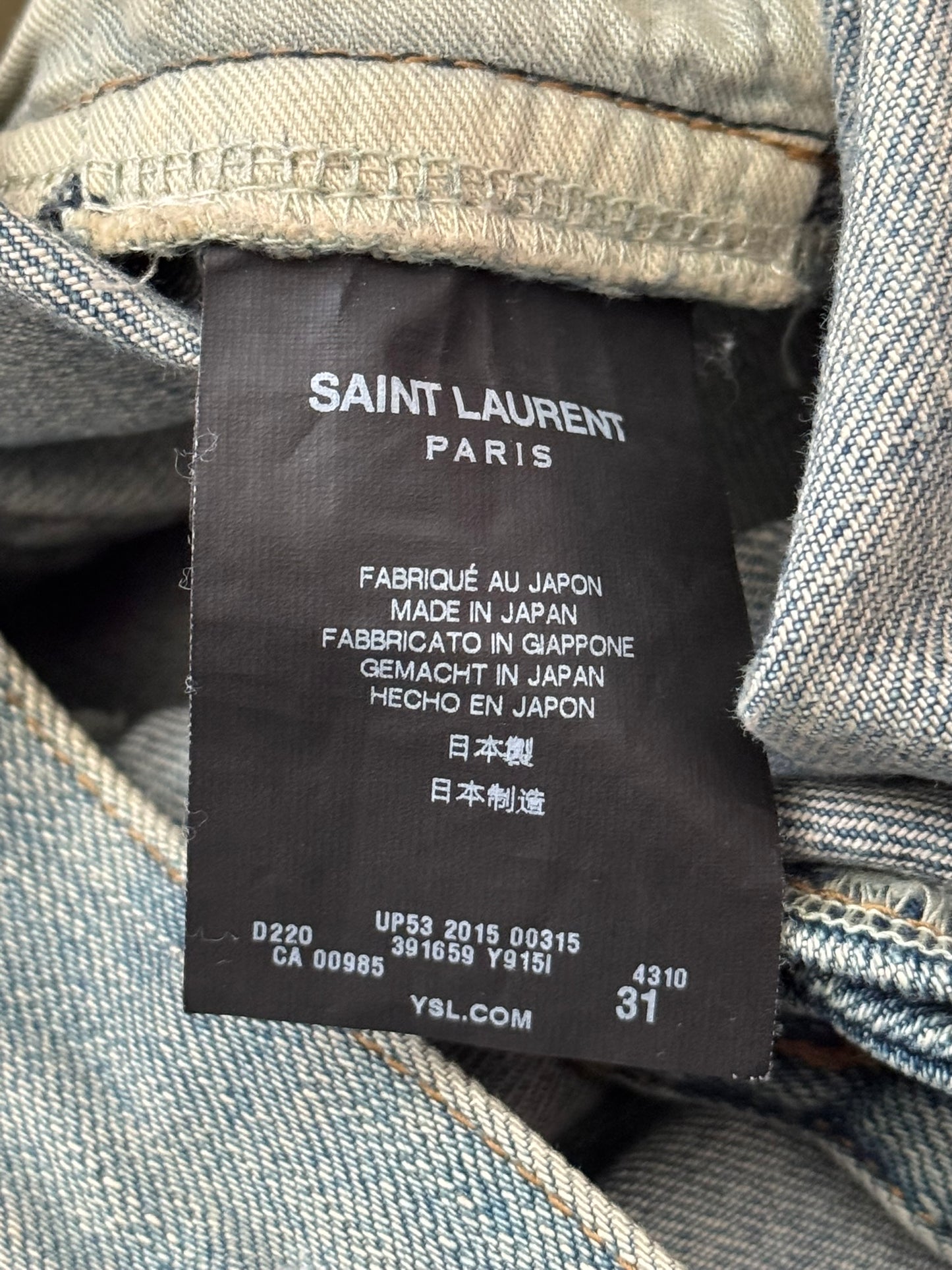 FW15 Saint Laurent by Hedi Slimane Crash Distressed D02 Denim Jeans