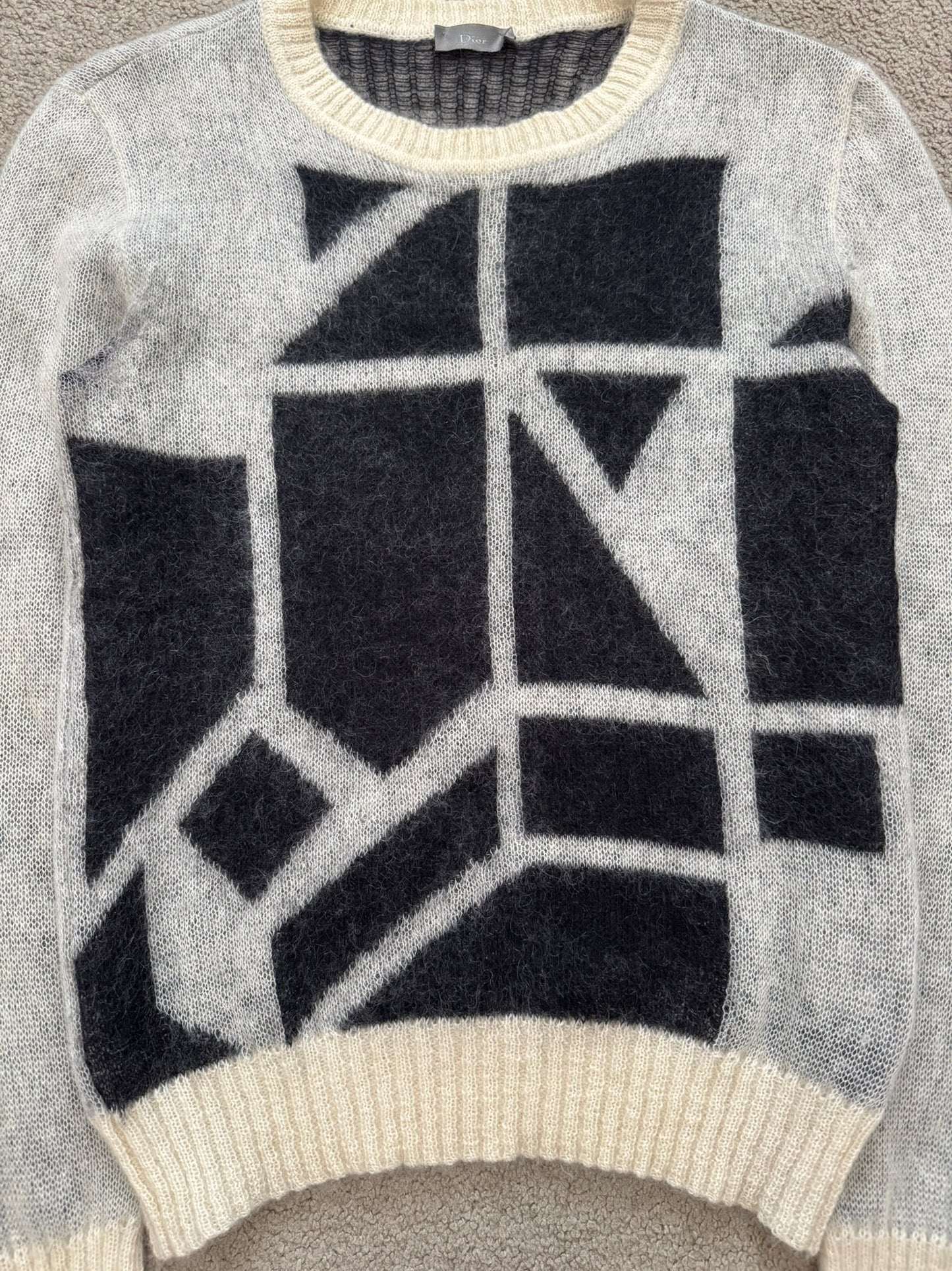 AW07 Dior Homme by Hedi Slimane "Navigate" Geometric Knit Sweater