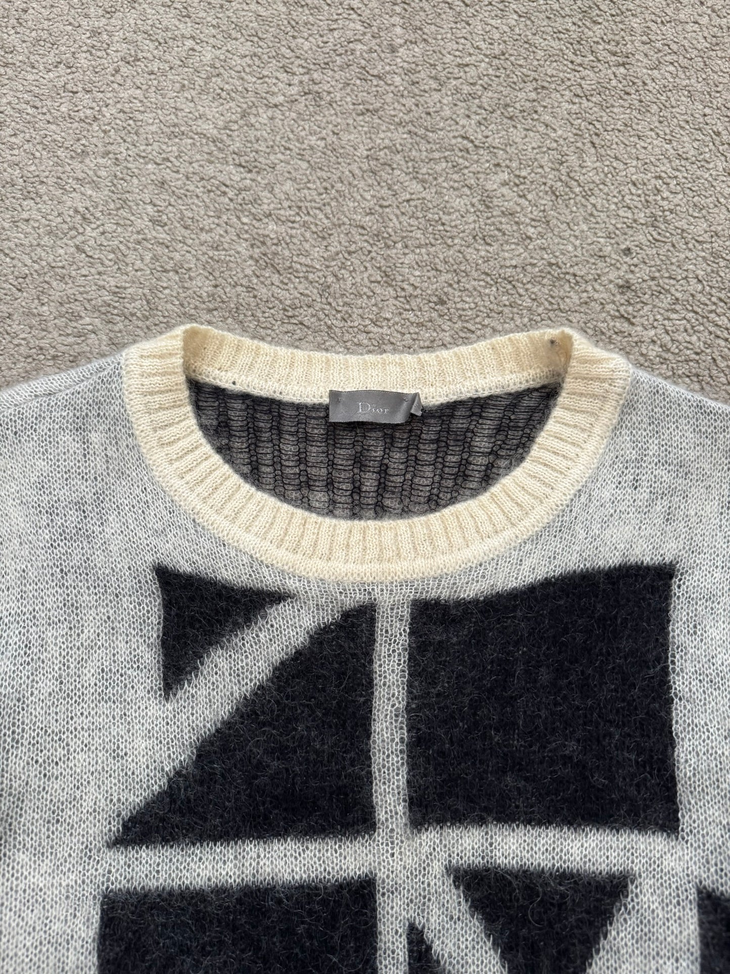 AW07 Dior Homme by Hedi Slimane "Navigate" Geometric Knit Sweater