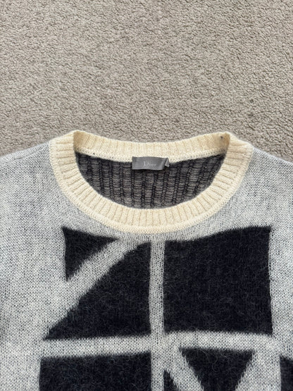 AW07 Dior Homme by Hedi Slimane "Navigate" Geometric Knit Sweater