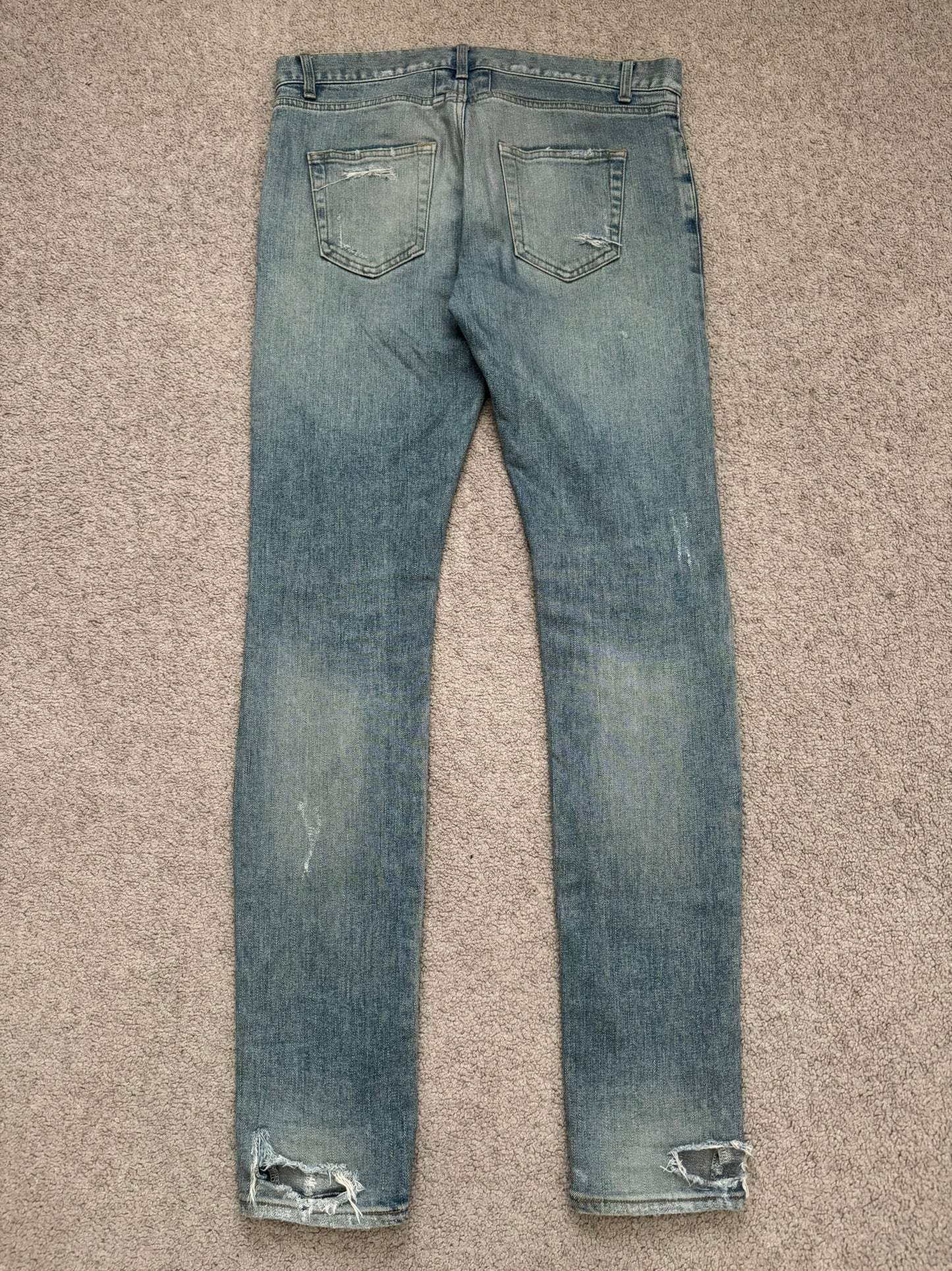 FW15 Saint Laurent by Hedi Slimane Crash Distressed D02 Denim Jeans
