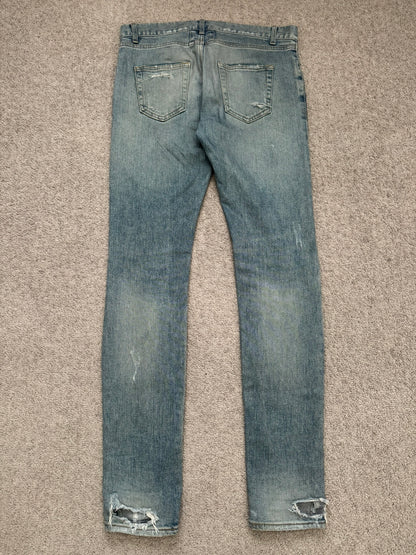 FW15 Saint Laurent by Hedi Slimane Crash Distressed D02 Denim Jeans
